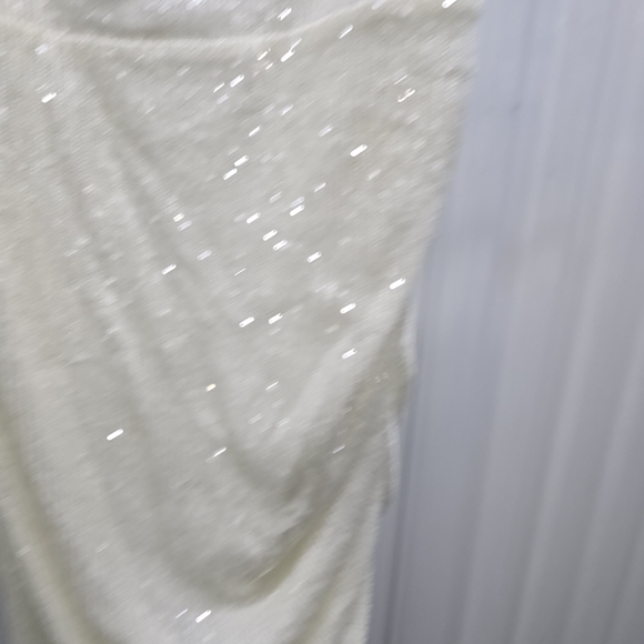 Express Cocktail & Party Sequin Cowl Neck Asymmetrical Hem Midi Dress - Picture 5 of 10